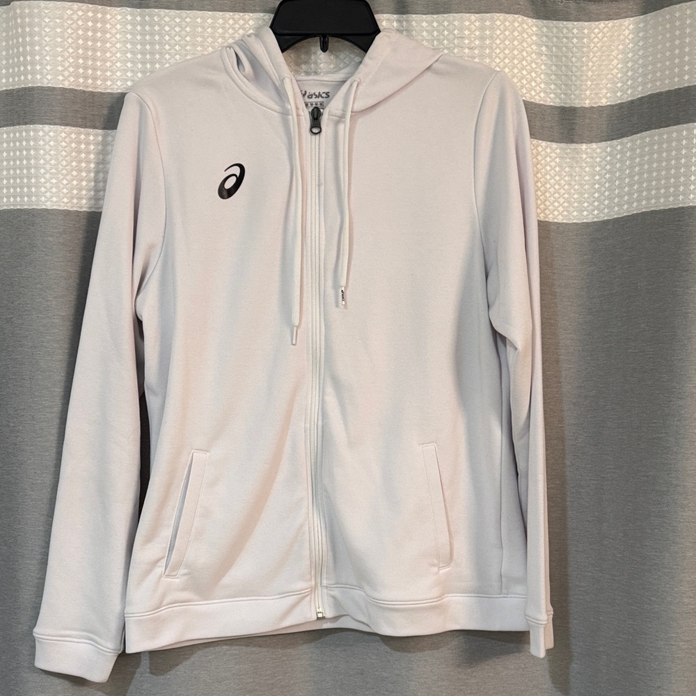 Asics White Zip up Hoodie Sweatshirt
